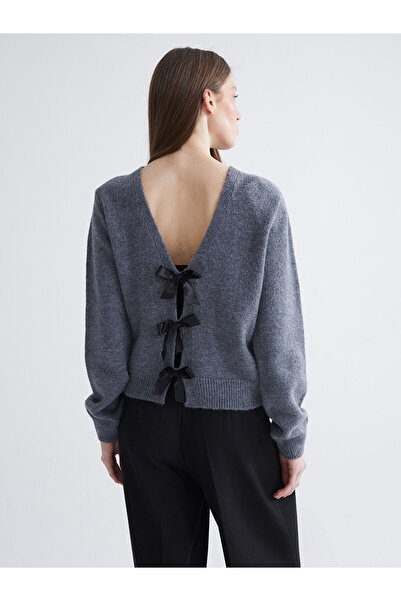 LC Waikiki Tie-Up Collar Bowknot Women's Knitwear Cardigan