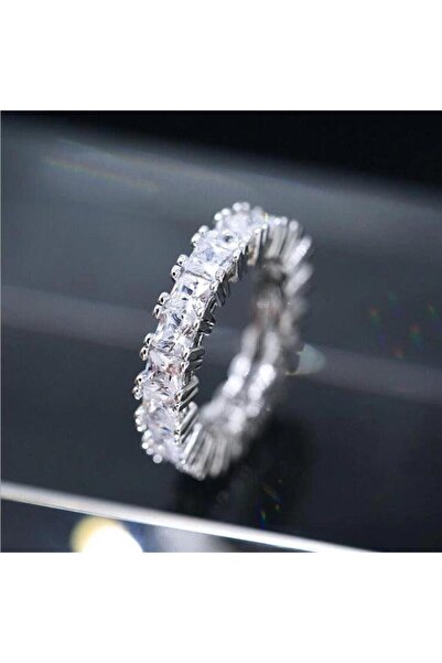 Pursehuit Ασημένιο δαχτυλίδι τένις με πέτρες ζιργκόν, Nikolia C21 - 7 (περιφέ...