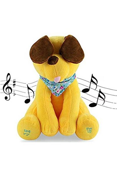 OEM Peek-a-Boo Puppy Plush Toy, Interactive Singing and Talking, Yellow, 26 cm