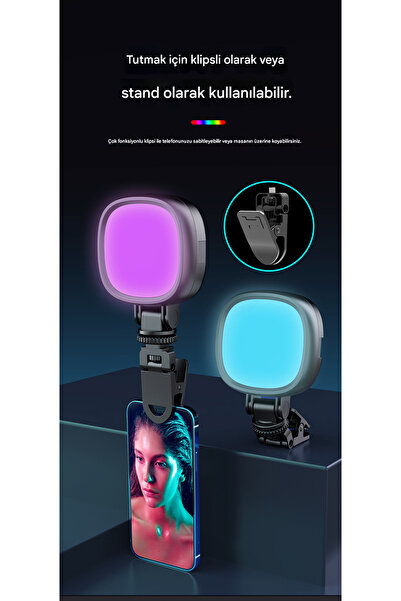 MATECHNO RGB Çekim Işığı Tripod Telefon Kamera Laptop Uyumlu Ayarlanabilir Se...