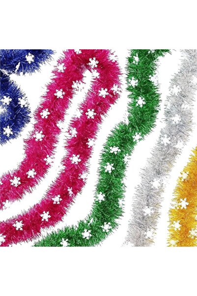 First Choice 10 Christmas Tinsel 10/pack with Decorative Snowflakes, 180x8cm, Assorted Colors