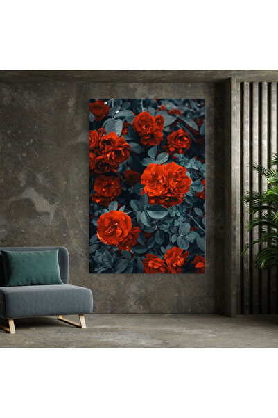 Arthub Canvas Painting, Bedroom And Living Room, Flowers, Bright Red Rose