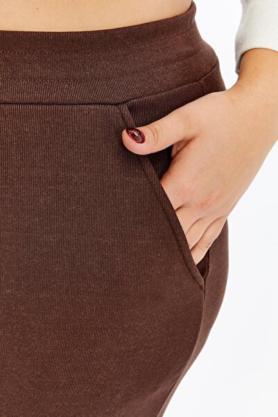 RMG Relaxed Fit Plus Size Basic Trousers Brown