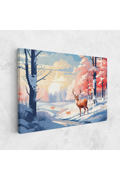 Arthub Canvas Painting, Bedroom And Living Room, Landscapes, Winter Deer Art
