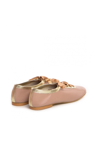 Vanilla Days Rosalind Beige Perforated Leather Ballet Sneakers