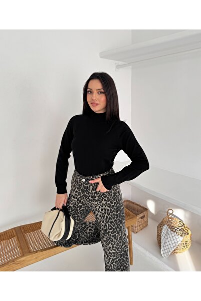 b buhari bykoc Half Fisherman Soft Textured Cashmere Long Sleeve Knitwear Sweater