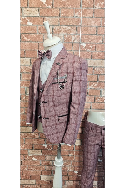 HAYTA Children's Suit Vest Set Set with Shirt Bunny Burgundy