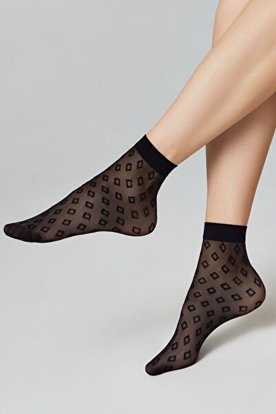 Conte Elegant Șosete din poliamidă cu model diamantat, Conte Fantasy Diamond - Nero, 36-39 (23-25)