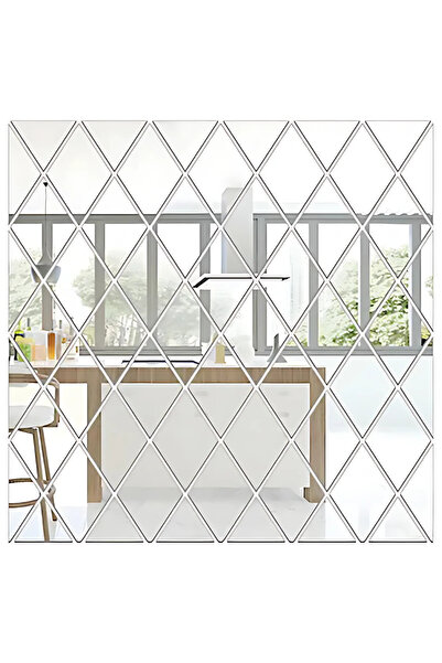 SDEPOT Set de 17 oglinzi acrilice din PVC, SDEPOT, autoadezive pentru decorarea pereților, argintii