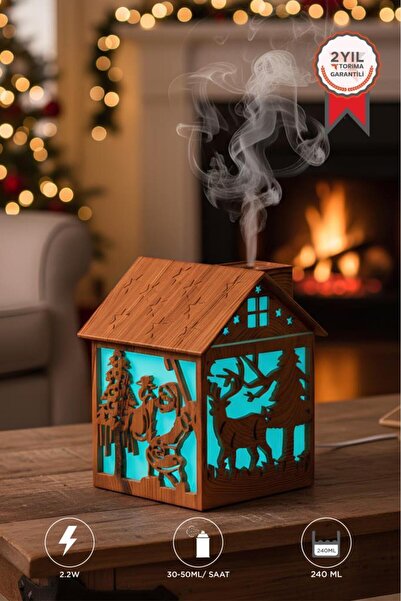 Torima Hava Nemlendiricisi Buhar Makinesi Yılbaşı Temalı Ahşap Görünümlü 240 ML H14 Açık Kahverengi