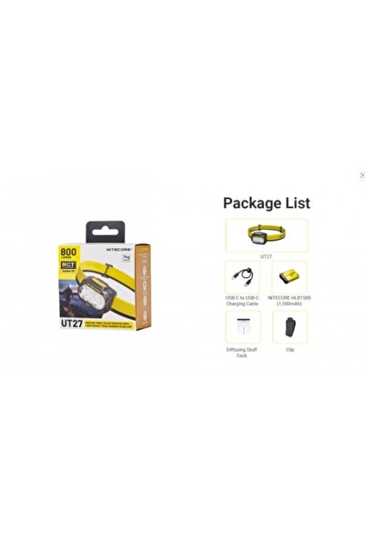 Nitecore UT27 MCT Headlamp, USB-C Rechargeable, 800 Lumens, 168 Meters