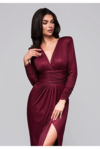 OMBRE Βραδινό φόρεμα LA-OM-DLR257 - μπορντό