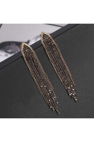 Pursehuit Cercei lungi aurii cu clipsuri și pietre negre, Catharina C6