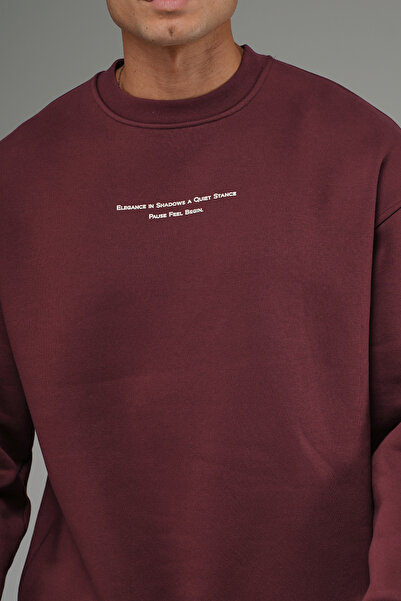 Butik Trend Biz Crew Neck Back Embroidered Oversized Pattern Sweatshirt