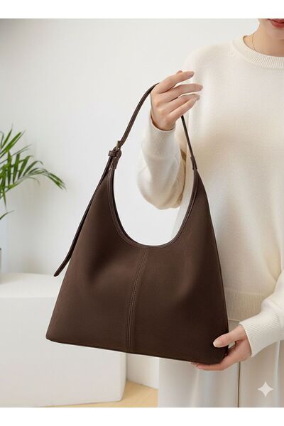 Madame Women's Shoulder Bag Soft Exterior Textured Quality Craftsmanship Lined Eyelet Suede Leather Handbag with Zipper