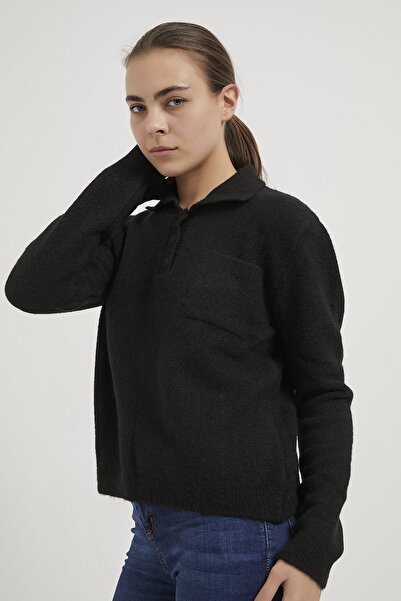 Arma Life Armalife 4983 Women's Tricot Sweater with Collar Button Detail