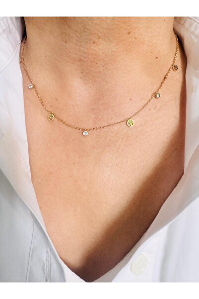 DEVİ fashion قلادة شجرة الحياة من الفولاذ المينيماليستي 45 سم