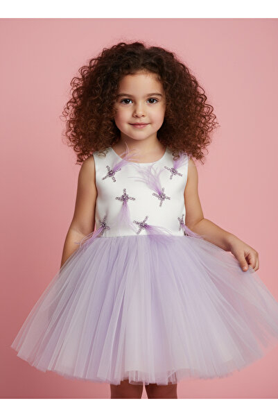 Jolanda فستان عيد ميلاد للفتيات من توتو مزين بالريش