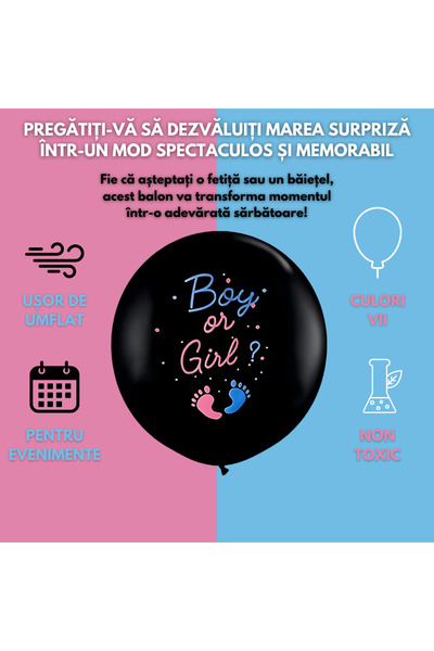 SDEPOT Gender reveal confetti balloon, SDEPOT, for revealing the baby's gender, 90 cm, black