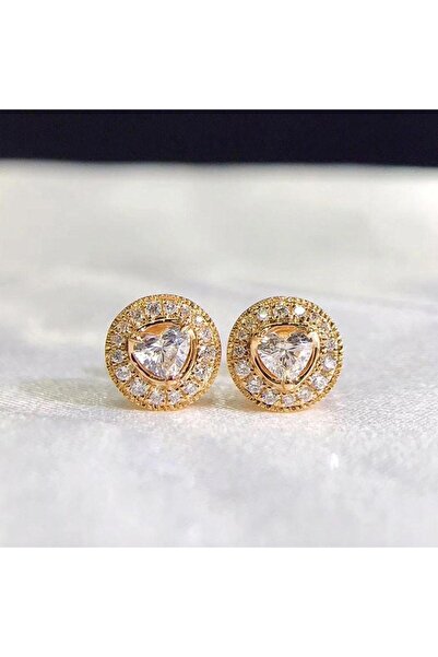 Pursehuit Кръгли златни обеци с циркониеви камъни, Karen C8