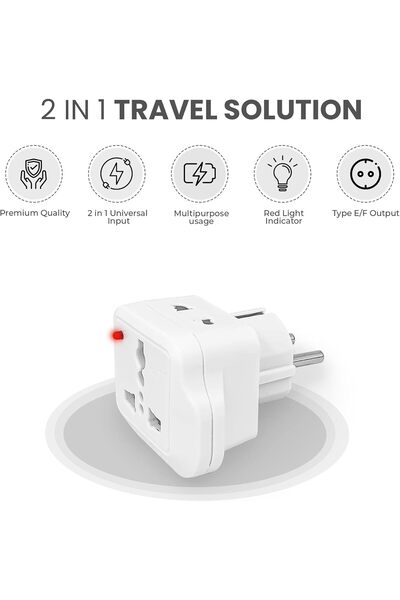 Generic Travel Adapter for Saudi Arabia/US/UK/JP/CN/AU to EU 2-Pin Plug (Pack of 3)