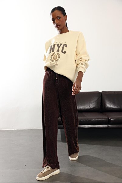 5in1Canpolat Pantaloni confortabili cu licra lucioasă Copper 01310