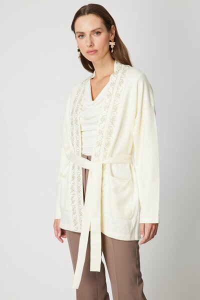 ON Cardigan with Stone Collar and Belt-60901