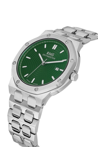 RMS Zeitmeister Rms.1.Ag2052.04 Steel Case with Calendar Steel Band 5 Atm Water Resistant Metallic Color E