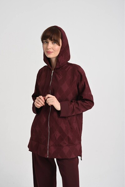 Jupe Kadın Kapşonlu Fermuarlı Scuba Kapitone Takım 8590