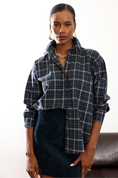 5in1Canpolat Πουκάμισο με καρό σχέδιο σε μπλε ναυτικό χρώμα 6648