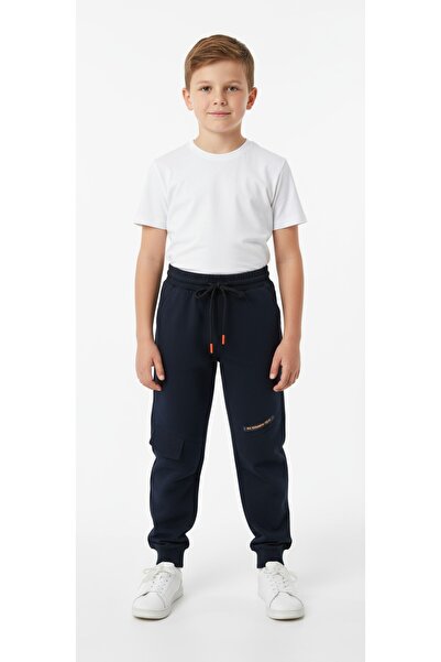 gigigiyim Two-String Boys' Sweatpants with Pocket Flaps Navy Blue