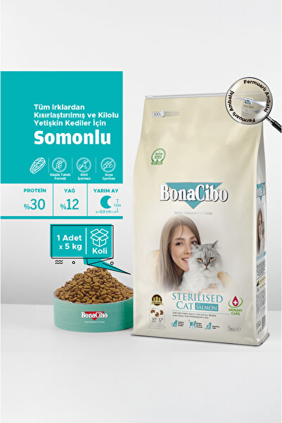 BonaCibo Adult Cat Sterilised Somonlu Kısırlaştırılmış Yetişkin Kedi Maması, ...