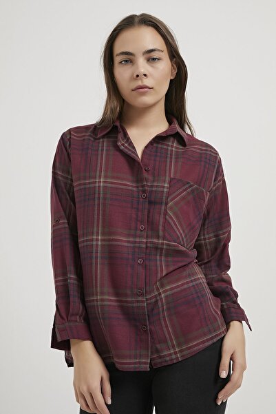 Arma Life Armalife 0417-1 Oversized Women's Shirt with Plaid Detail