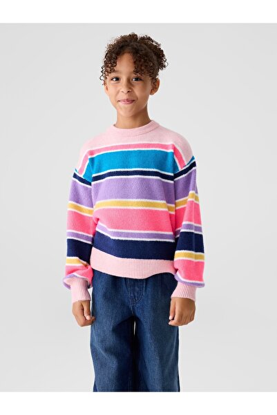GAP Kız Çocuk Çok Renkli Relaxed Intarsia Kazak