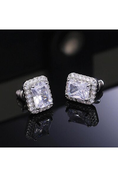 Pursehuit Silver-colored earrings with zirconia stones, Noora C18