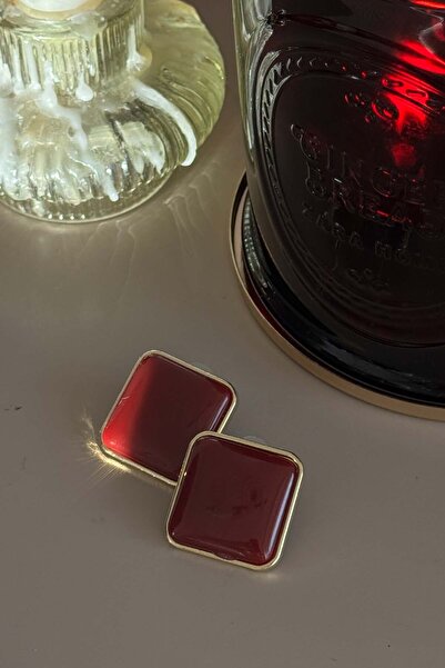 AMORE.İST STORE Kare Gold Çerçeveli Küpe