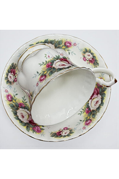 JOVY Vintage Royal Porcelain Service, 2 Cups and Saucers, ROSE BURGUNDY