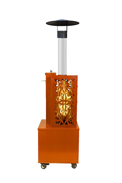 YAŞAM GARDEN DİZAYN Retro Turuncu Kutulu Lazer Kesimli Pelet Soba