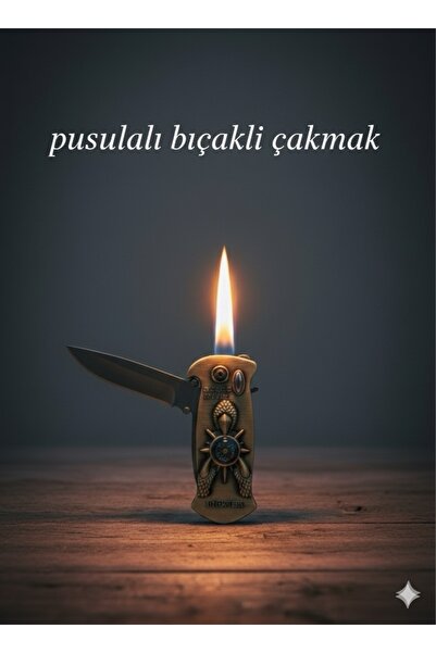 NO BRAND 3'ü 1 Arada Taktik Çakmak Bıçak Seti | Pusulalı, Metal Gövdeli Dış M...