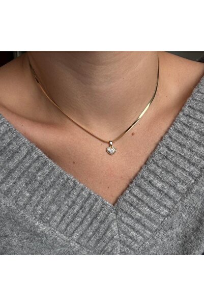 Alice İsstanbul Steel Italian Chain Stone Heart Necklace