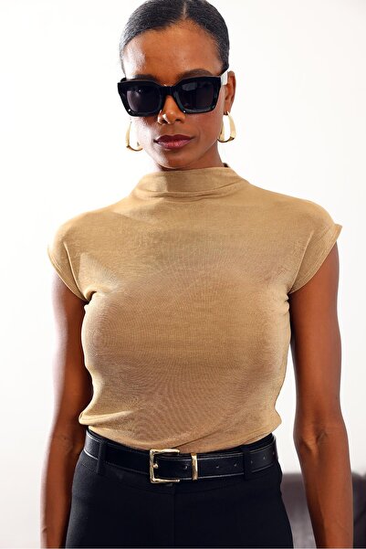 5in1Canpolat Gold Sparkling Stretchy Blouse