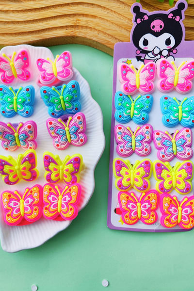 Nisankids Girl's Colorful Rubber Buckle with Butterfly Figure 5 Pairs 10 Pieces