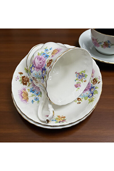 JOVY Vintage Royal Porcelain Service, 2 Cups and Saucers, SPRING BOUQUET
