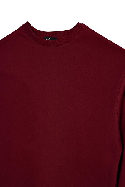 Tudors Women's Oversized Wide Cut Cotton Crew Neck Burgundy Sweatshirt