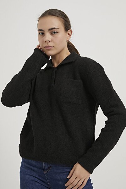 Arma Life Armalife 4983 Women's Tricot Sweater with Collar Button Detail