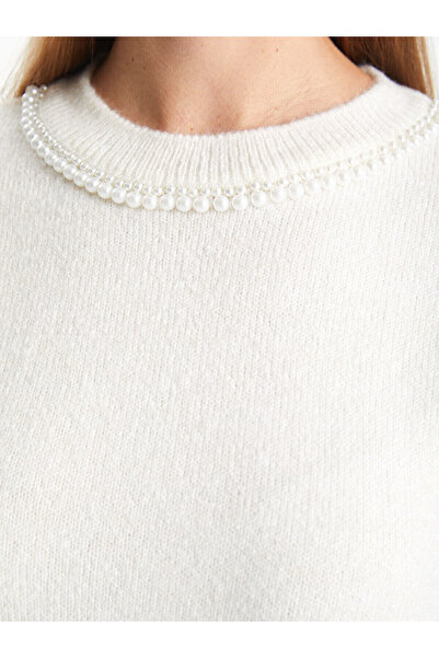 LC Waikiki Lcwaikiki Basic Ecru Crew Neck Women's Knitwear Sweater