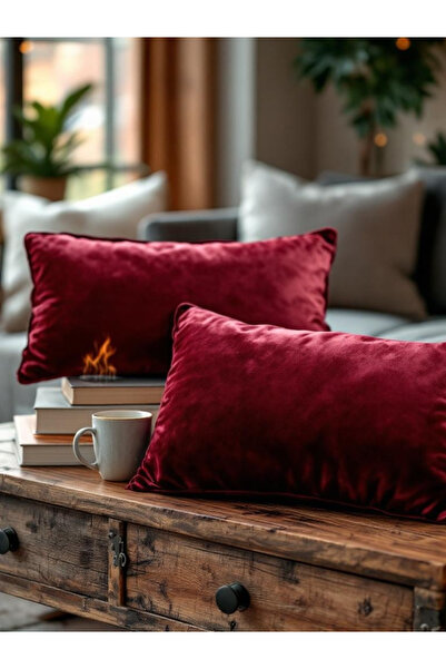 FARCY Set of 2 Rectangular Corner Velvet Look Decorative Pillows (2 Pieces)
