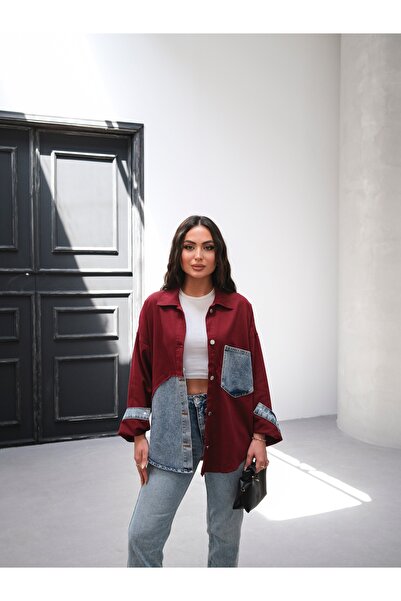 SOLİS MODA Women's Shirt Jeans Paneled