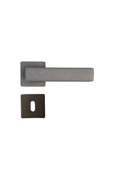 System Just Rozetli Kapı Kolu Kalaylı Siyah Saten Renk Yale ( Dış Kapı Rozetli)