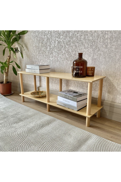 Vera Concept Home Modern Dekoratif İki Raflı Ahşap Kitaplık 83 x 30 cm Kahve ...